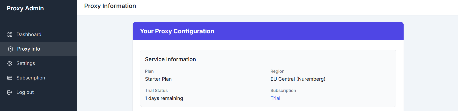 OutboundGateway dashboard user section